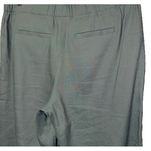 NWOT J.Jill Linen Stretch Pant Medium Petite Green Linen Blend Wide Leg Pockets - Picture 4 of 7